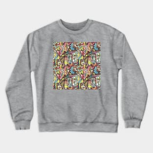 Cubist  Style Lady Faces Crewneck Sweatshirt
